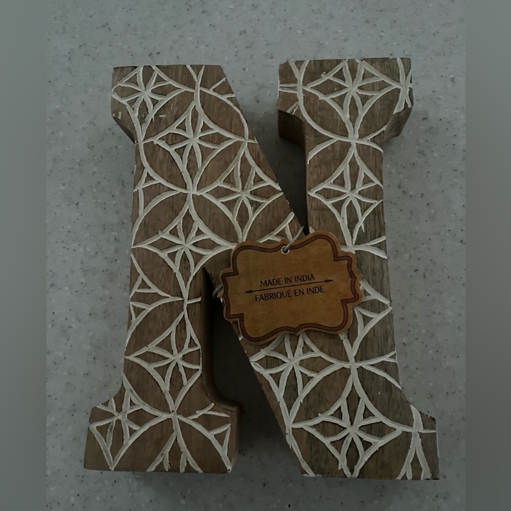 Wooden letter “N” initial